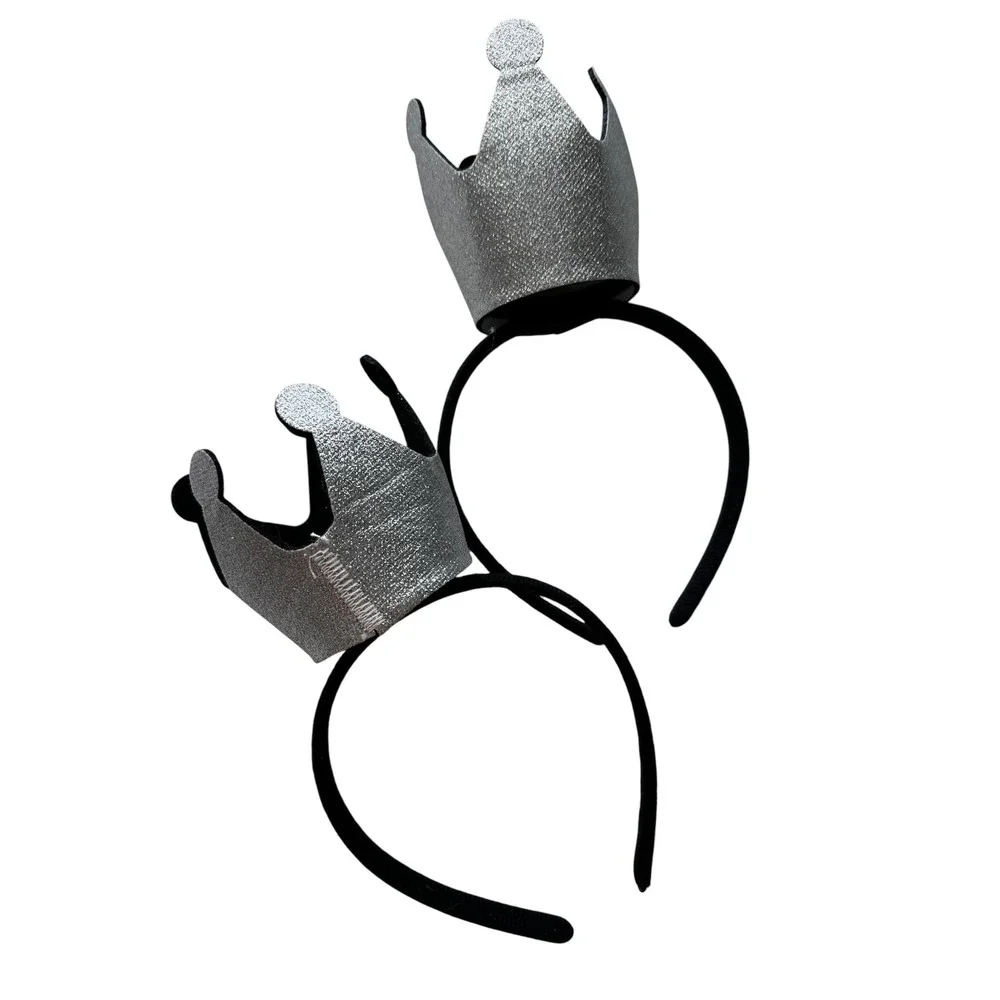 *Set of 2* Mini Crown Headbands Size OS Silver Black Costume Party